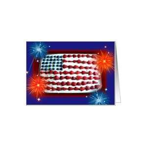  Birthday on 4th of July, Flag Cake Card Health & Personal 