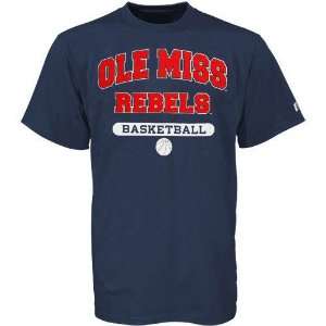  Russell Mississippi Rebels Navy Blue Basketball T shirt 