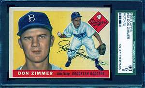 1955 Topps Baseball DON ZIMMER RC#93 SGC 60(Ex)5  