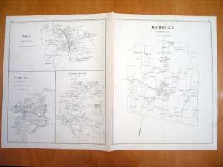 1892 Map Richmond Winchester Troy NH & More DH Hurd  