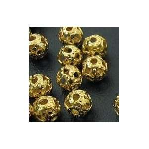  #4718 4mm gold filigree round bead   25 beads Arts 