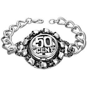   Bracelet   50 Cent   19cm Long 47g   Skulls   Rhodium Plated Jewelry