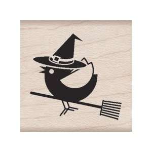  Happy Bird Witch Wood Mounted Rubber Stamp (B4847) Arts 