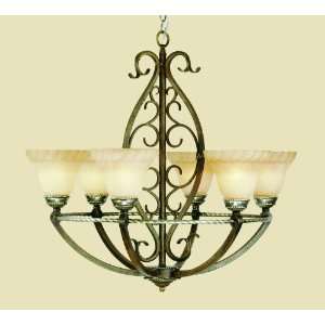 AF Lighting 4923 6H Bronze Crackle with Roped Pewter Accents Wentworth 