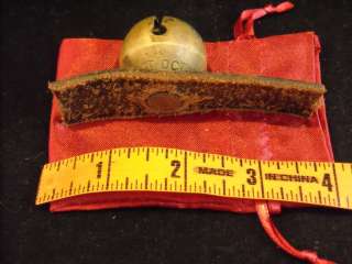 Antique Brass Small Unpolished Sleigh Bell on Leather Strap Pat. Oct 