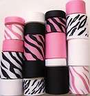 19 Yd Rock Star Fuchsia Zebra Pink Grosgrain Ribbon Lot  