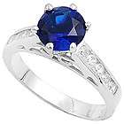 Silver Royal Blue Sapphire CZ Engagement Ring Size 5