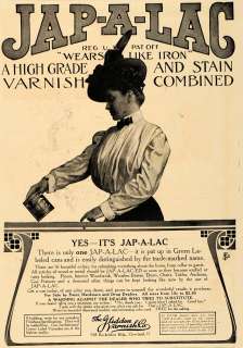 1907 Ad Glidden Varnish Jap A Lac Coating Vintage Hat   ORIGINAL 