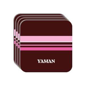 Personal Name Gift   YAMAN Set of 4 Mini Mousepad Coasters (pink 