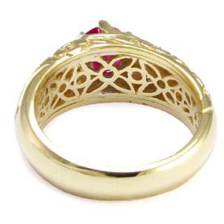 MENS SOLID 18K YELLOW GOLD & NATURAL RUBY RING R1088  