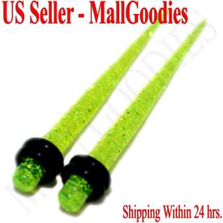 1099 Green Glitter Stretchers Tapers Expanders 8G 8 Gauge 3.2mm 