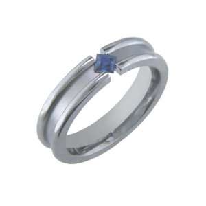  Bleuette Stunning Tension Set Sapphire Titanium Ring Size 