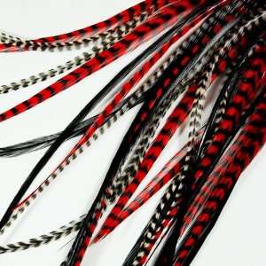  Christmas Red Feather Hair Extensions 5 Feathers Beauty