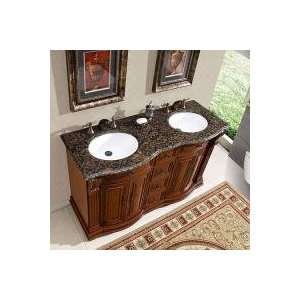 55 Inch Double Sink Vanity with Baltic Brown Top and Undermount White 