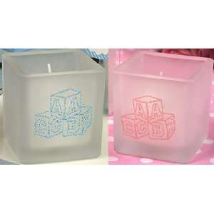  Square ABC Blocks Candle   Pink or Blue