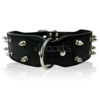 23 26 black Leather 16 spiked dog collar large spikes  