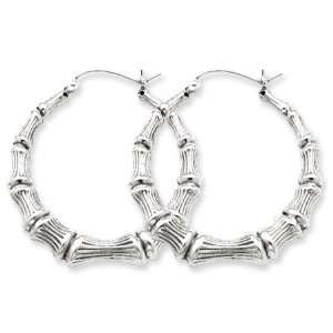  Bamboo Hoop Earrings in Silver   55m (2 1/8) Jewelry