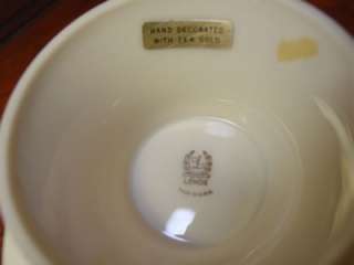 New Lenox Covered Bowl Art Deco Cream 14KT Gold 7  