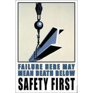  Vintage Art Failure Here may mean Death Below   Safety 