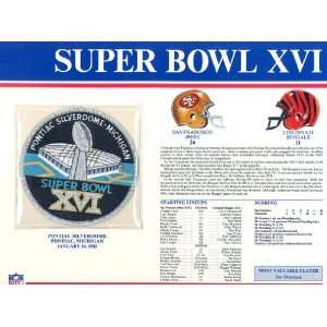  Super Bowl XVI Patch and Game Details Card Sports 