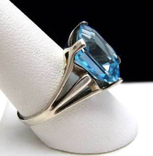 Gorgeous Vintage Sterling Ring Step Cut Blue Topaz Size 9  