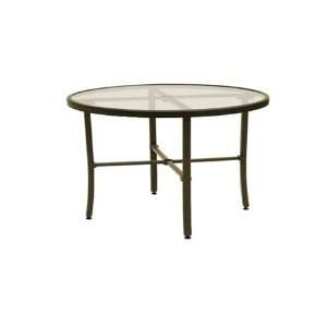   60 Round Metal Chianti Top Dining Table with Umbrella Hole Olive Wood