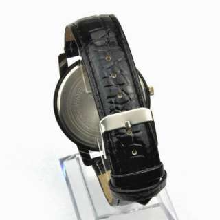 Stunning PU Leather Mystery Black Analog Type Unisex Wrist Bangle 