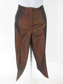 RENE LEZARD Bronze Metallic Raw Silk Pants Shirt Set 38  
