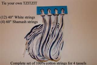 100% Cotton Handmade Jewish TZITZIT 1 Set of 4 TSITSIT  