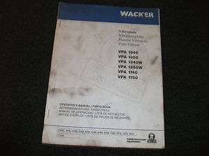 Wacker VPA 1340 1350 1340W 1350W 1740 1750 parts manual  