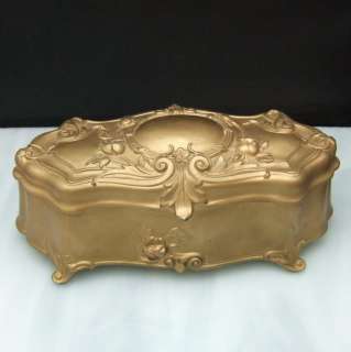 Art Nouveau Gilded Weidlich Brothers WB Antique Jewelry Casket Large 