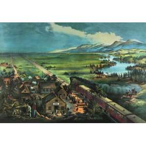  Trains Opening the Great American Plains 12x18 Giclee on 