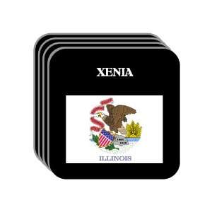 US State Flag   XENIA, Illinois (IL) Set of 4 Mini Mousepad Coasters