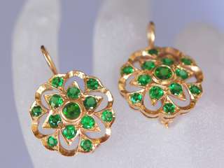 Tsavorite, Chrome, 14K Edwardian earrings reproduction  