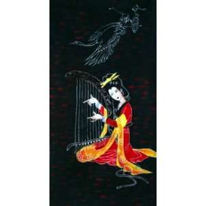   Batik Tapestry Art Ancient Beautiful Chinese Girl 