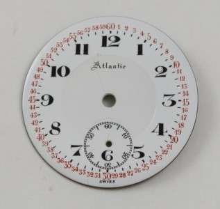   ATLANTIC Porcelain Pocket Watch dial, Seconds marked, 16s, 42mm  