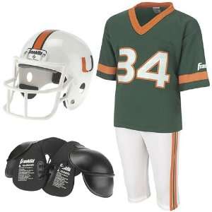 Miami Hurricanes Youth NCAA Team Helmet and Uniform Set by Franklin 