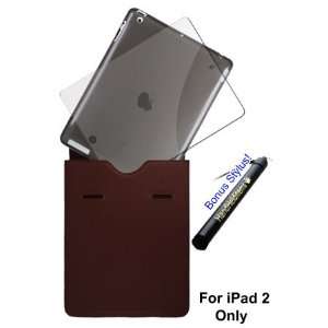  HHi iPad 2 Combo Pack   Letter Style Leather Sleeve (Brown 
