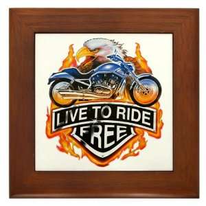 Framed Tile Live To Ride Free Eagle and Motorcycle 