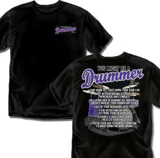 You Might Be A Drummer T Shirt Humor (Black) Mens Tee shirt gift 