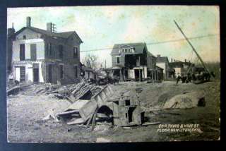 HAMILTON OHIO 1913 FLOOD CORNER 3RD & VINE POSTCARD  