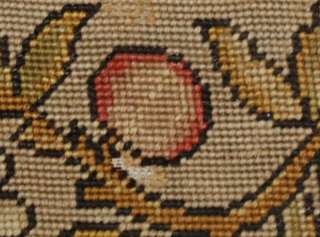 Peaches and Flowers on a Branch Antique French Needlepoint  