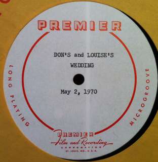 DONS AND LOUISES WEDDING may 2, 1970 LP VG+ PREMIER Metal Acetate 