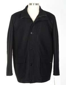 225 Guess Mens XXL 2XL Solid Black Wool Jacket Coat  