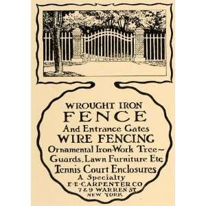  1907 Ad Wrought Iron Fence Entrance Gate E.E. Carpenter 