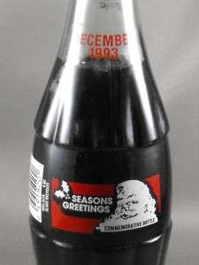 Coca Cola COKE Bottle Christmas SEASONS GREETINGS 1993  