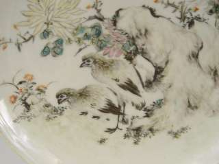 Unusual Chinese Porcelain Plate Birds Ca. 1900 Artist Signed  