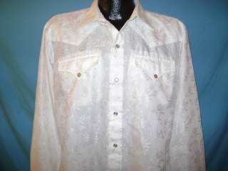 vintage DRESS WHITE WESTERN PEARL SNAP H BAR C SHIRT M  