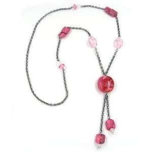  NECKLACE, NUGGET BEADS, PINK, 90CM, NEW DE NO Jewelry