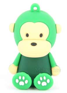 New 8GB Mini Cartoon Sitting Monkey Design USB 2.0 Flash Drive   Green